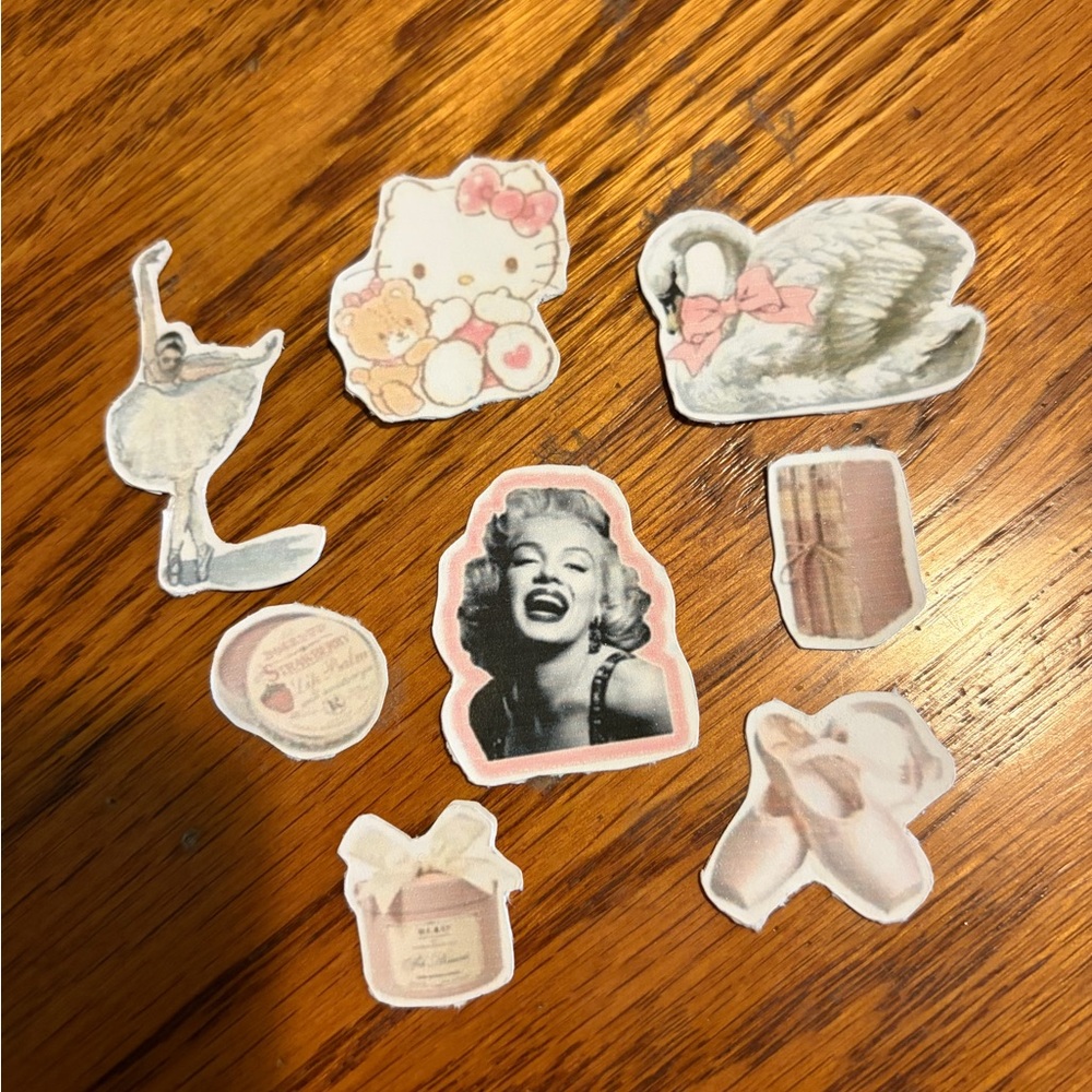 Vintage-Inspired Pink Stickers Set